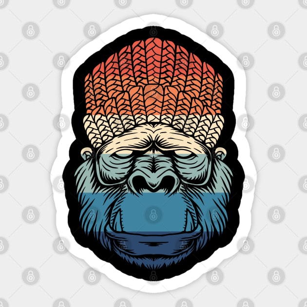 Retro Chill Gorilla Sticker by Dojaja